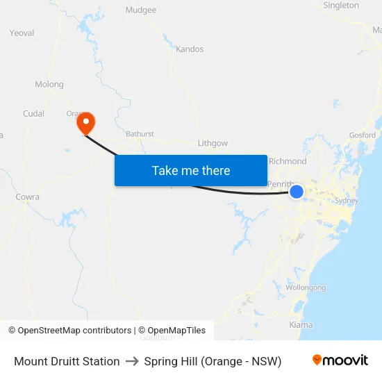 Mount Druitt Station to Spring Hill (Orange - NSW) map