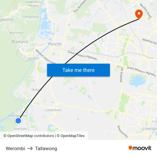 Werombi to Tallawong map