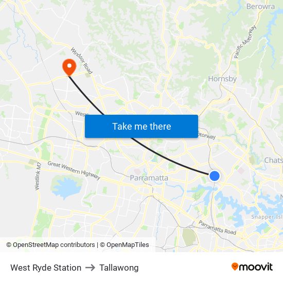 West Ryde Station to Tallawong map