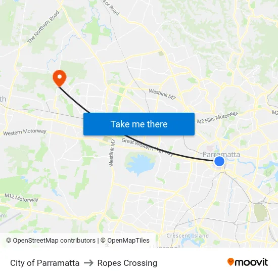 City of Parramatta to Ropes Crossing map