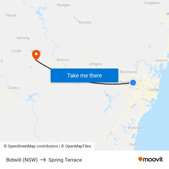 Bidwill (NSW) to Spring Terrace map