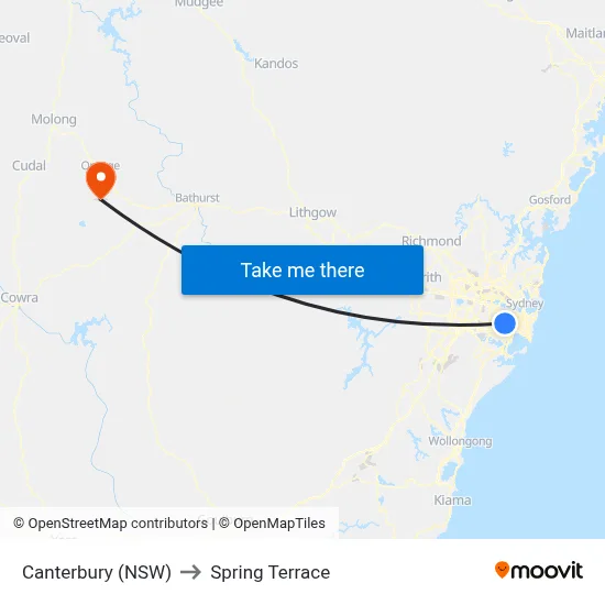 Canterbury (NSW) to Spring Terrace map