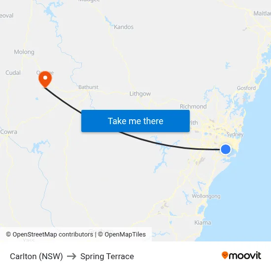Carlton (NSW) to Spring Terrace map