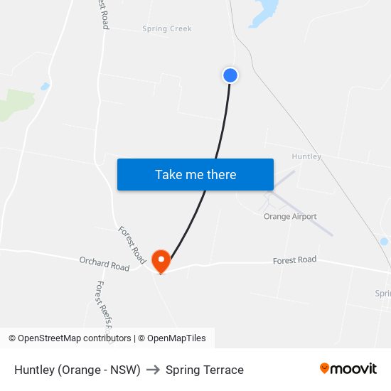 Huntley (Orange - NSW) to Spring Terrace map