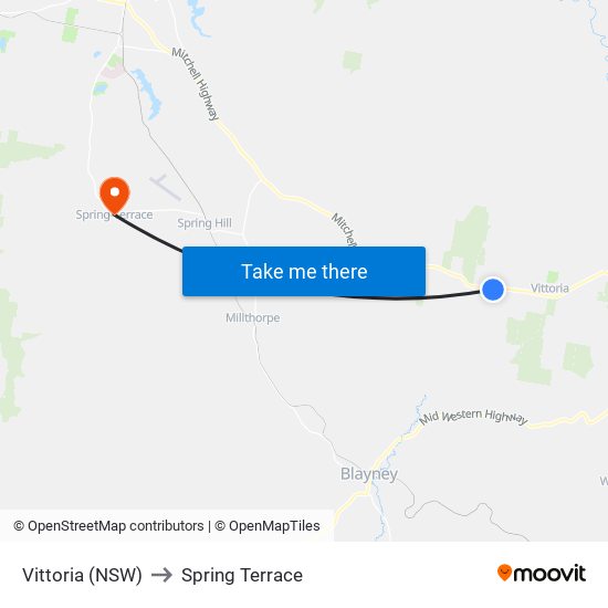 Vittoria (NSW) to Spring Terrace map