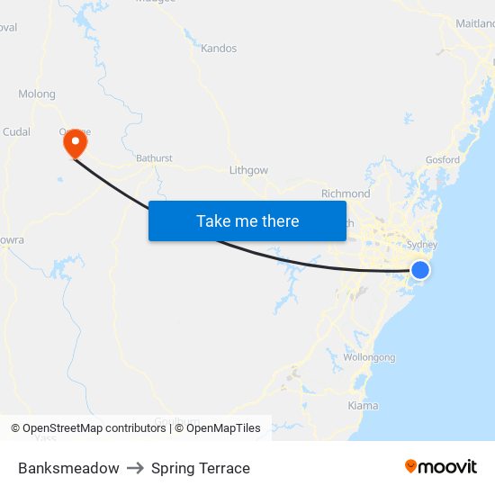 Banksmeadow to Spring Terrace map