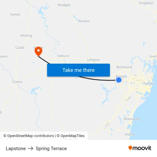 Lapstone to Spring Terrace map