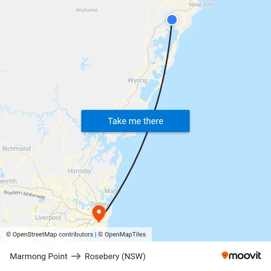 Marmong Point to Rosebery (NSW) map