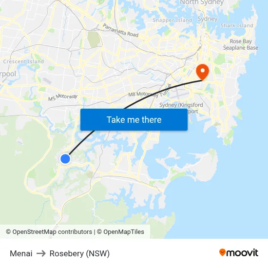 Menai to Rosebery (NSW) map
