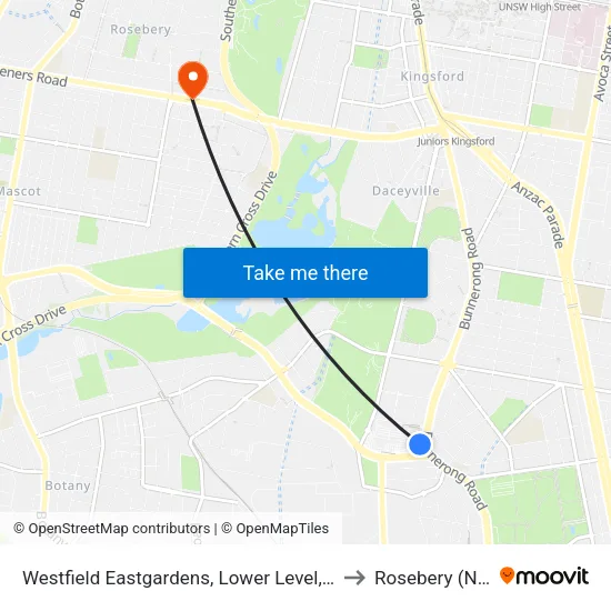 Westfield Eastgardens, Lower Level, Stand B to Rosebery (NSW) map