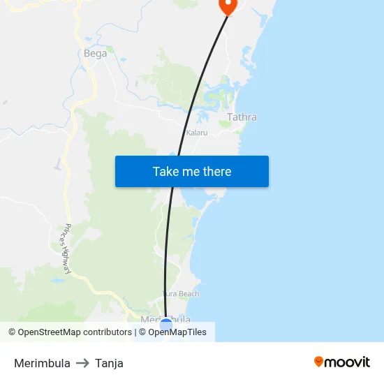 Merimbula to Tanja map