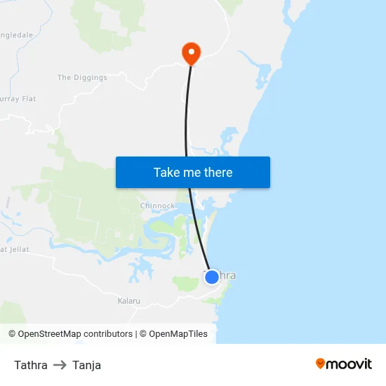 Tathra to Tanja map