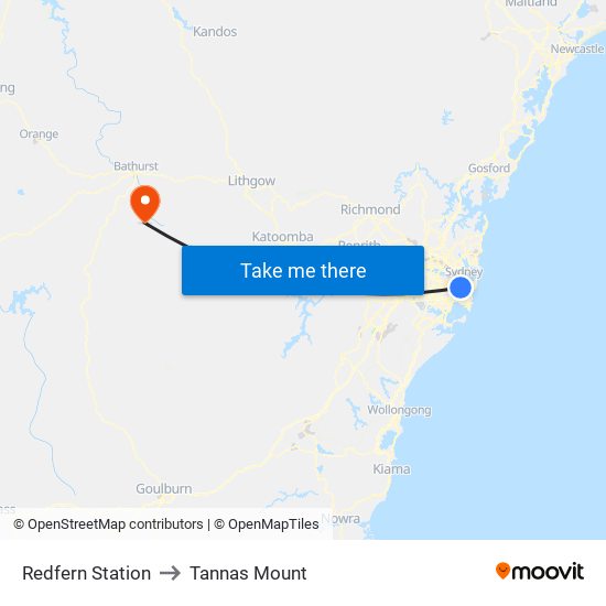 Redfern Station to Tannas Mount map