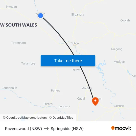 Ravenswood (NSW) to Springside (NSW) map