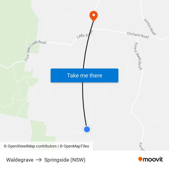 Waldegrave to Springside (NSW) map