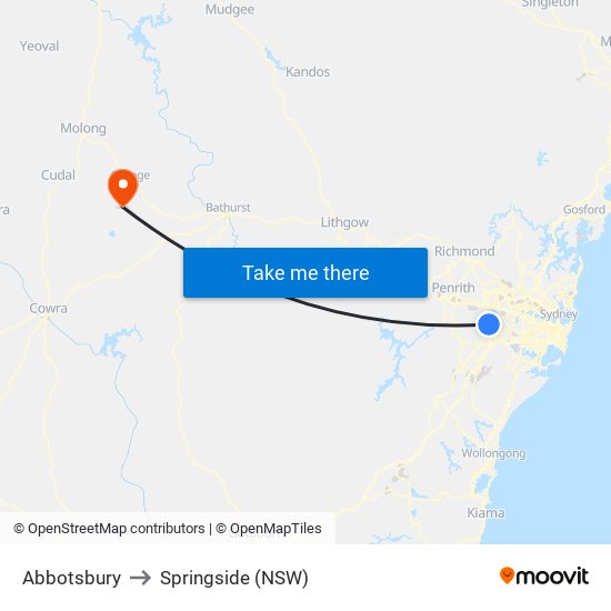 Abbotsbury to Springside (NSW) map