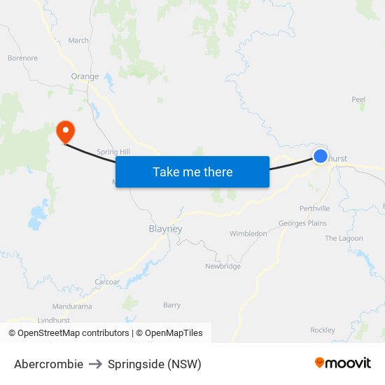 Abercrombie to Springside (NSW) map