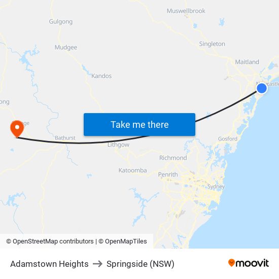 Adamstown Heights to Springside (NSW) map