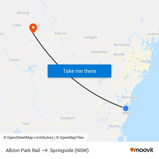 Albion Park Rail to Springside (NSW) map