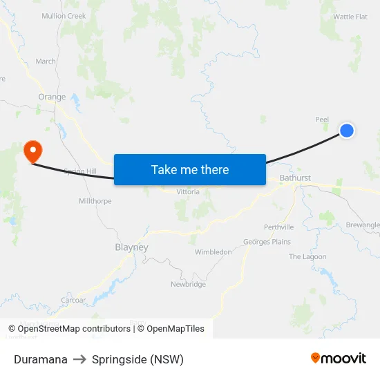 Duramana to Springside (NSW) map