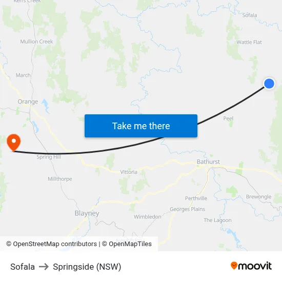 Sofala to Springside (NSW) map