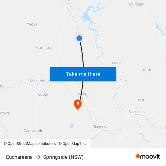 Euchareena to Springside (NSW) map