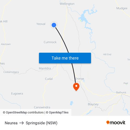 Neurea to Springside (NSW) map