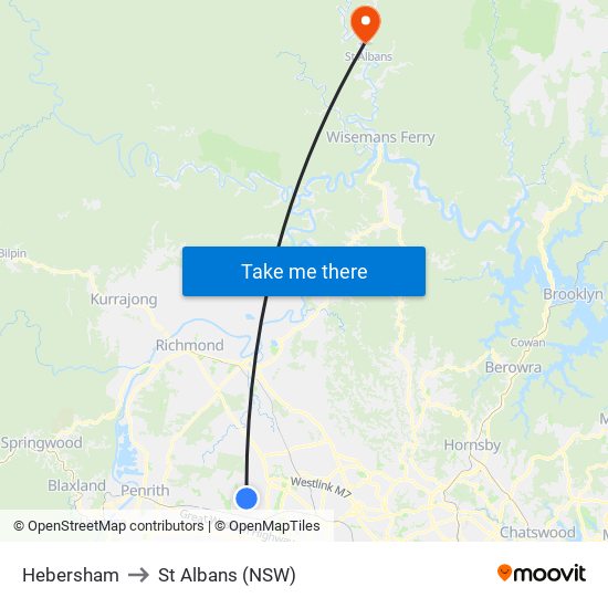 Hebersham to St Albans (NSW) map