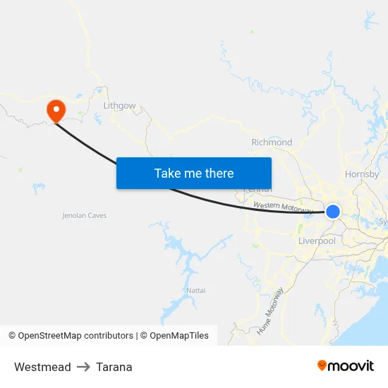 Westmead to Tarana map