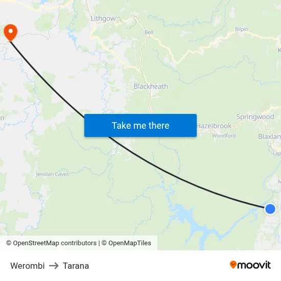 Werombi to Tarana map