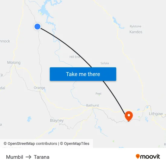 Mumbil to Tarana map