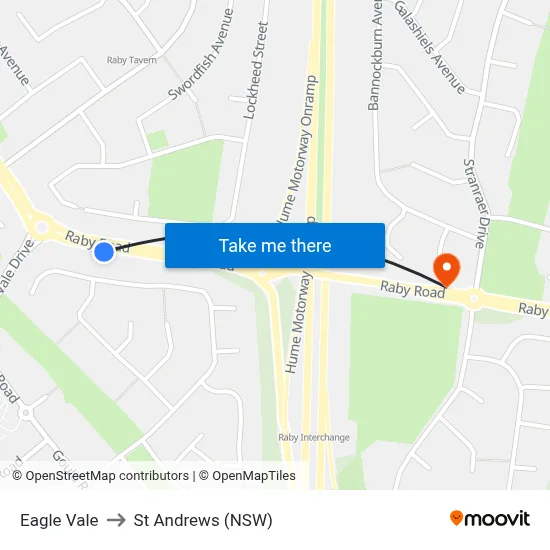 Eagle Vale to St Andrews (NSW) map