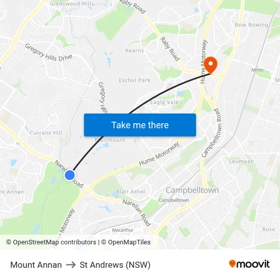 Mount Annan to St Andrews (NSW) map