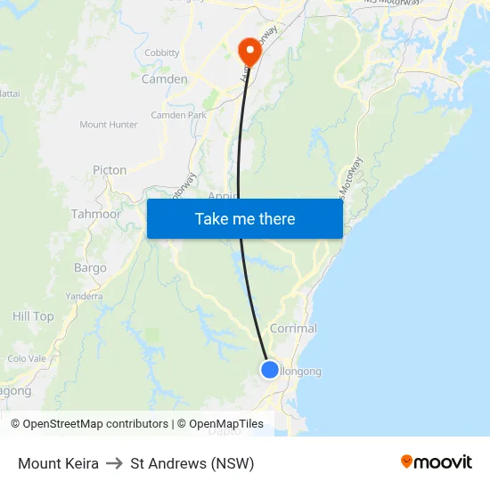 Mount Keira to St Andrews (NSW) map