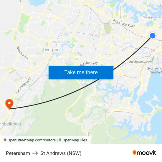 Petersham to St Andrews (NSW) map