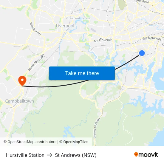 Hurstville Station to St Andrews (NSW) map