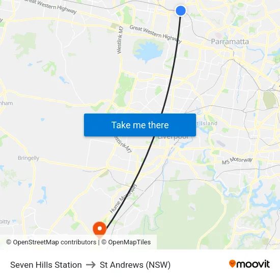 Seven Hills Station to St Andrews (NSW) map