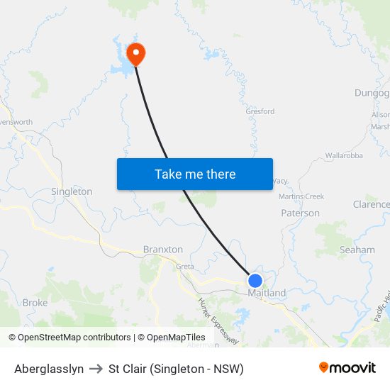 Aberglasslyn to St Clair (Singleton - NSW) map