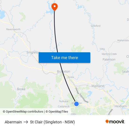 Abermain to St Clair (Singleton - NSW) map