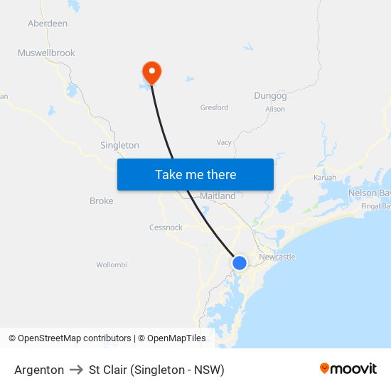 Argenton to St Clair (Singleton - NSW) map