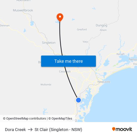 Dora Creek to St Clair (Singleton - NSW) map