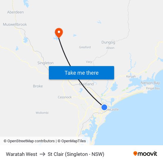 Waratah West to St Clair (Singleton - NSW) map