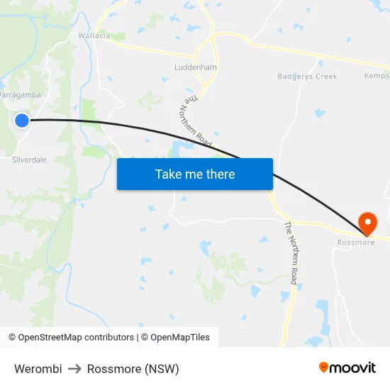 Werombi to Rossmore (NSW) map