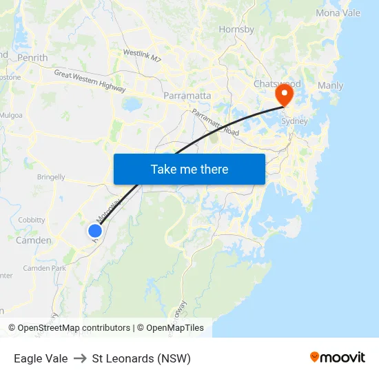 Eagle Vale to St Leonards (NSW) map