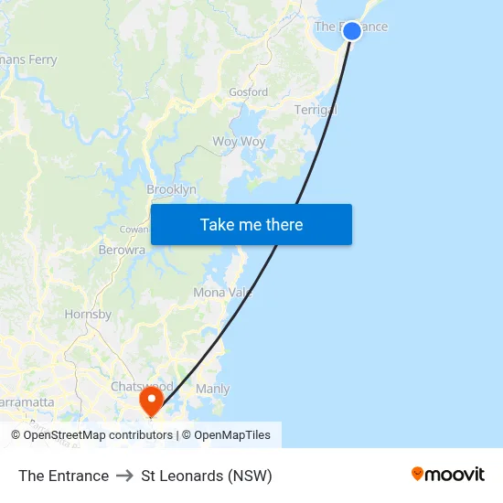 The Entrance to St Leonards (NSW) map