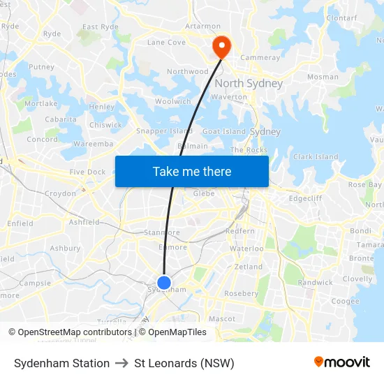 Sydenham Station to St Leonards (NSW) map