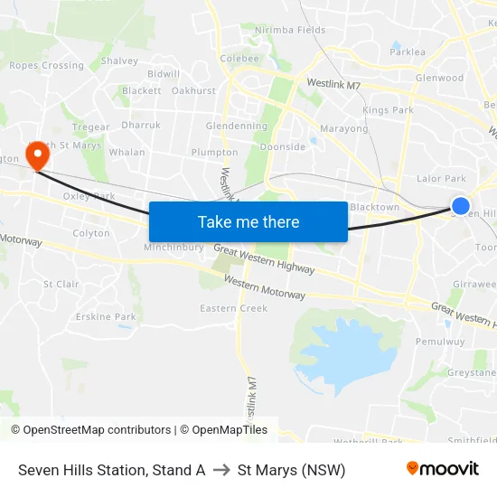 Seven Hills Station, Stand A to St Marys (NSW) map