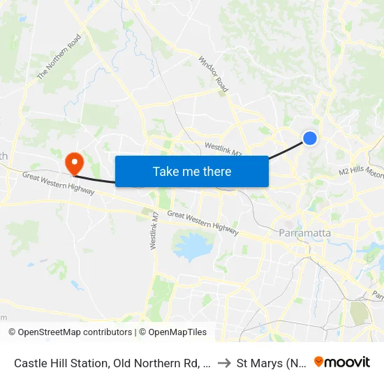 Castle Hill Station, Old Northern Rd, Stand A to St Marys (NSW) map