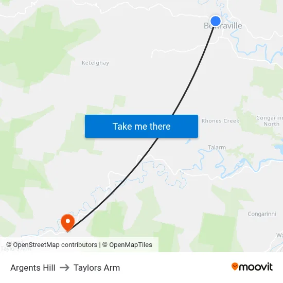 Argents Hill to Taylors Arm map