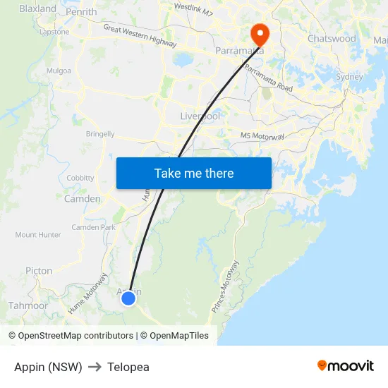 Appin (NSW) to Telopea map